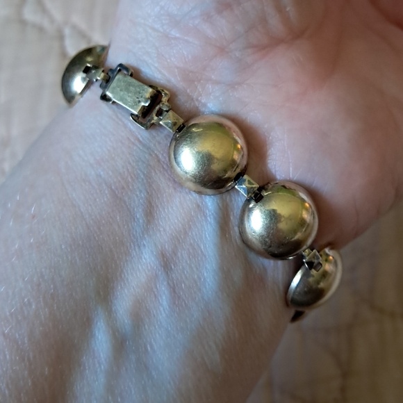Vintage 14kt over Sterling Silver Symmetalic Half Sphere Bubble Bracelet - Picture 2 of 13